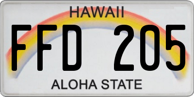 HI license plate FFD205