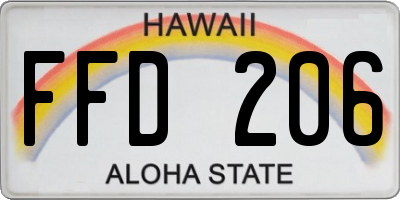HI license plate FFD206