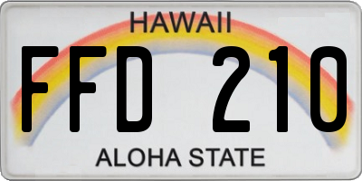 HI license plate FFD210