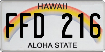 HI license plate FFD216