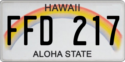 HI license plate FFD217