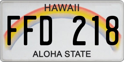 HI license plate FFD218