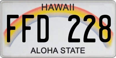HI license plate FFD228