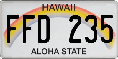 HI license plate FFD235