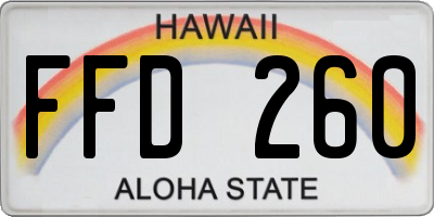 HI license plate FFD260