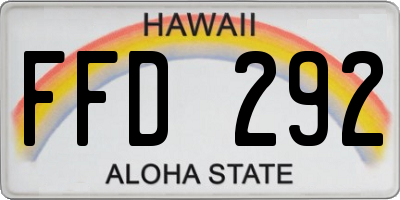 HI license plate FFD292