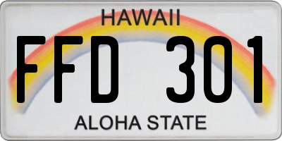HI license plate FFD301