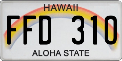 HI license plate FFD310