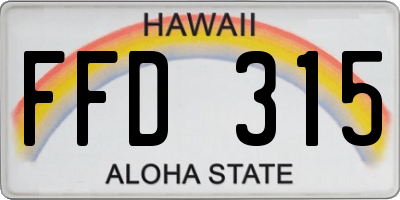 HI license plate FFD315