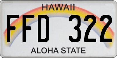 HI license plate FFD322
