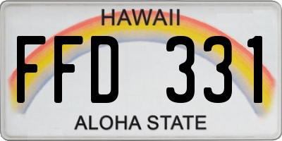 HI license plate FFD331