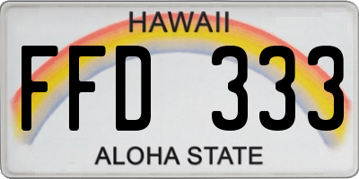HI license plate FFD333