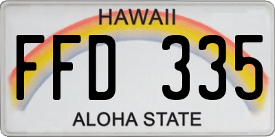 HI license plate FFD335