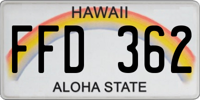 HI license plate FFD362