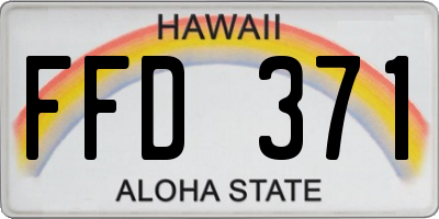 HI license plate FFD371