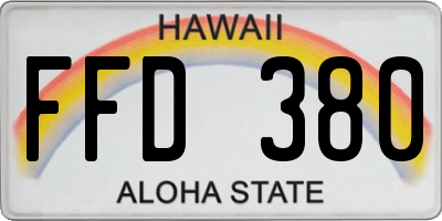 HI license plate FFD380