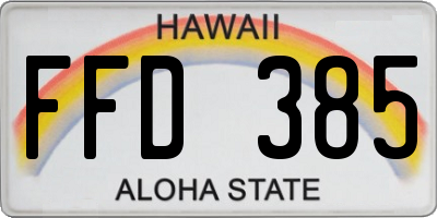 HI license plate FFD385