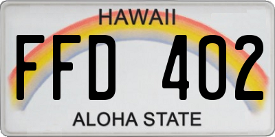 HI license plate FFD402