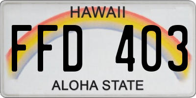 HI license plate FFD403