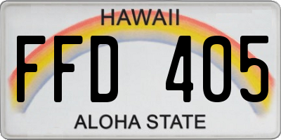 HI license plate FFD405