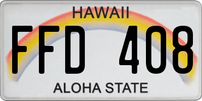HI license plate FFD408