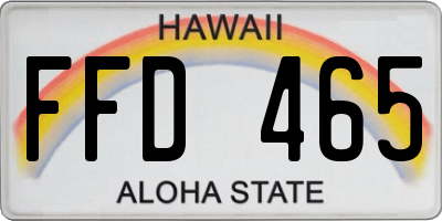 HI license plate FFD465