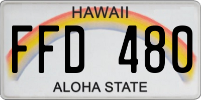 HI license plate FFD480