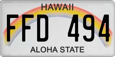 HI license plate FFD494