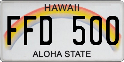 HI license plate FFD500