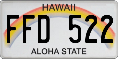 HI license plate FFD522