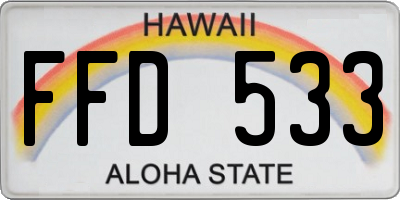HI license plate FFD533