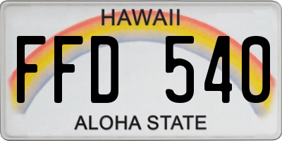HI license plate FFD540