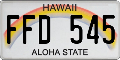 HI license plate FFD545