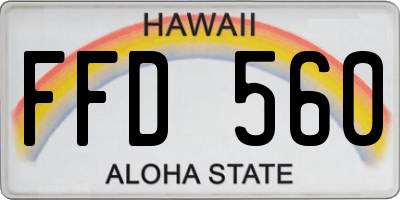 HI license plate FFD560