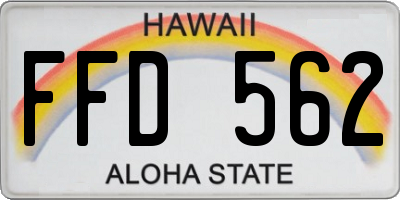 HI license plate FFD562