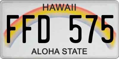 HI license plate FFD575