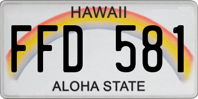 HI license plate FFD581