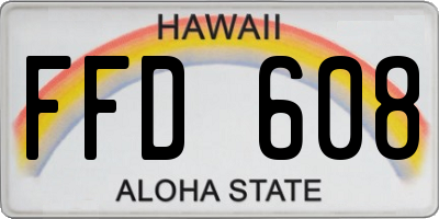 HI license plate FFD608