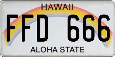 HI license plate FFD666