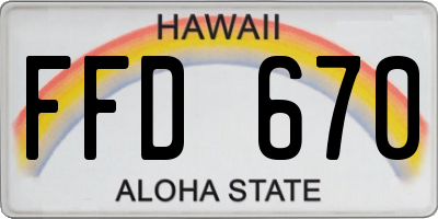 HI license plate FFD670