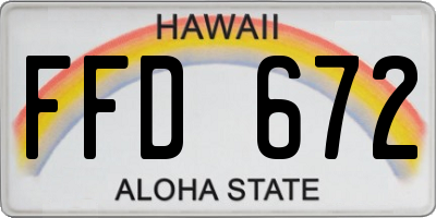 HI license plate FFD672