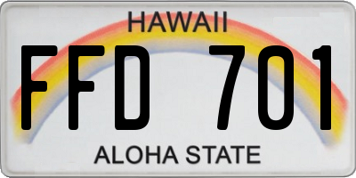 HI license plate FFD701