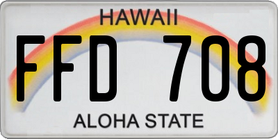 HI license plate FFD708