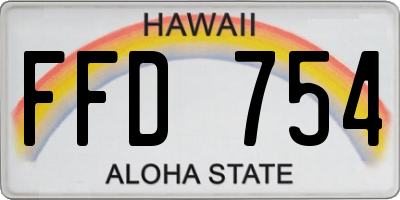 HI license plate FFD754