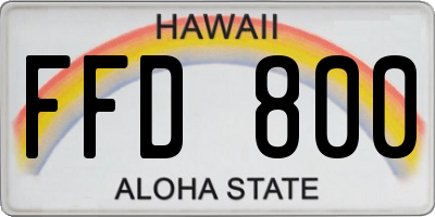 HI license plate FFD800