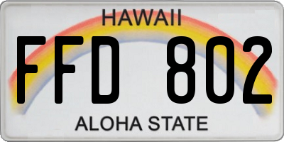 HI license plate FFD802