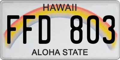 HI license plate FFD803