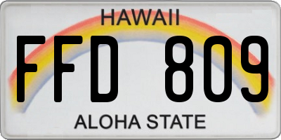 HI license plate FFD809