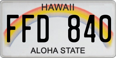 HI license plate FFD840