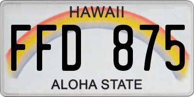 HI license plate FFD875